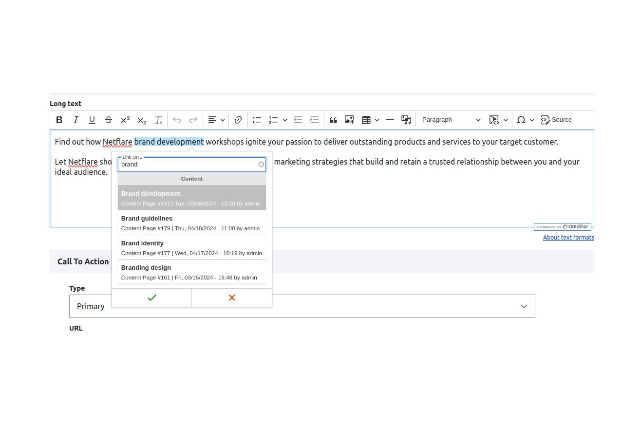 Autocomplete internal linking